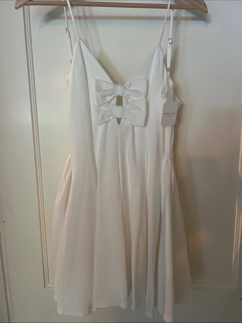 Classic White Bow-Accent Dress